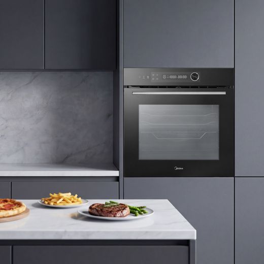 Midea Xpress Fry MBO7NP30E4-BK Wifi Connected Built In Electric Single Oven - Black - Oven in kitchen