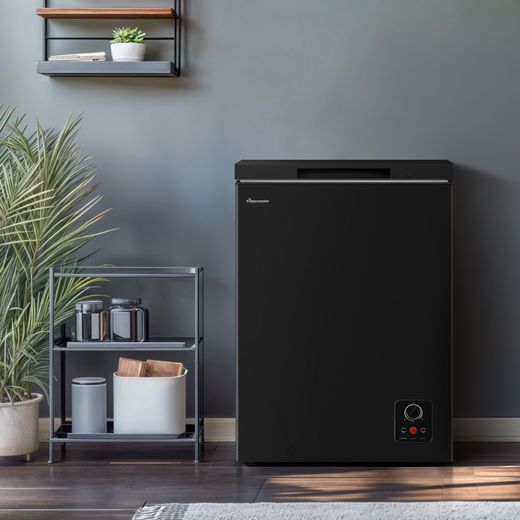 Fridgemaster MCF100EB Chest Freezer - Black - Freezer in room