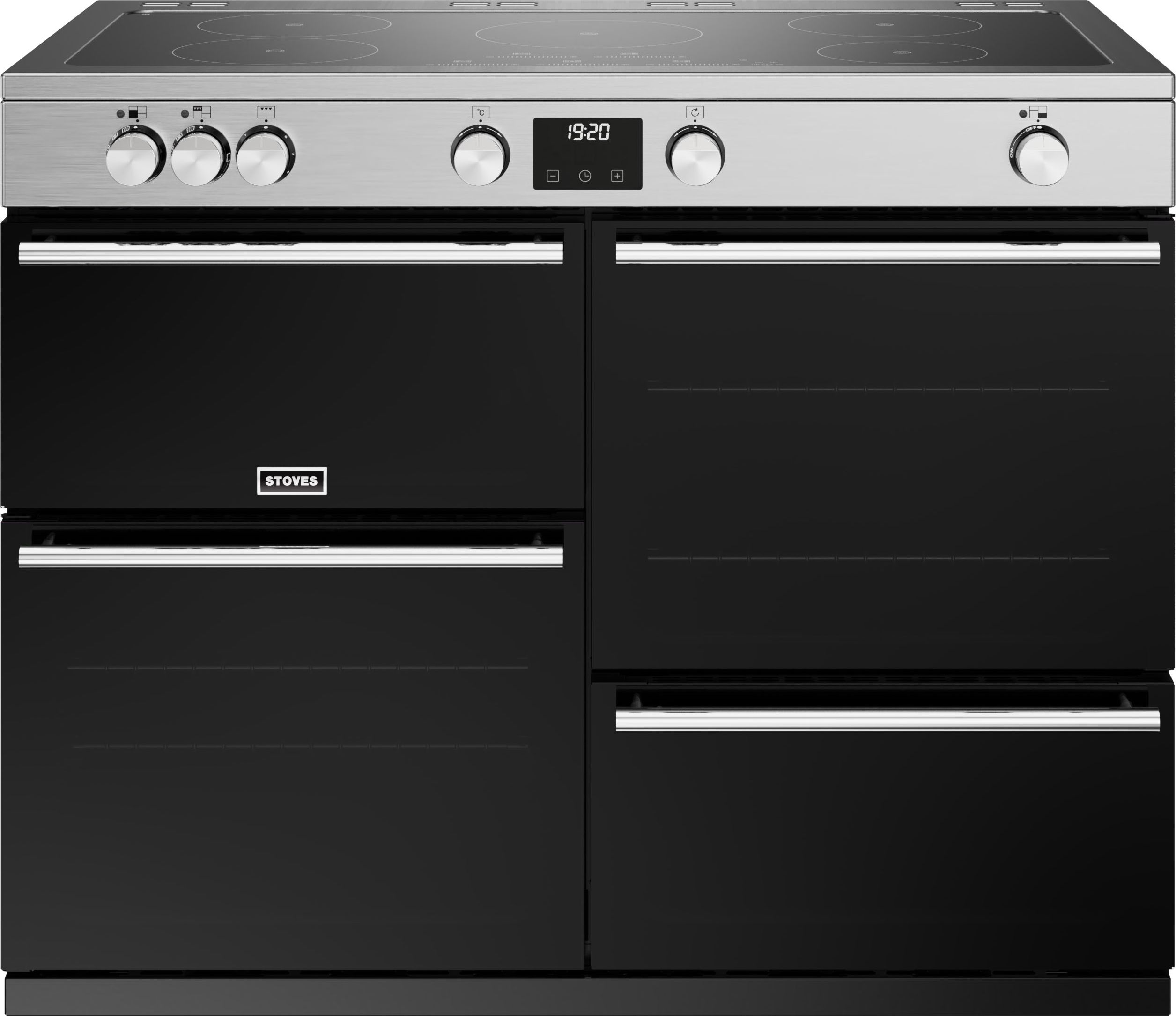 Stoves Precision Deluxe ST DX PREC D1100Ei TCH SS 110cm Electric Range Cooker with Induction Hob - Stainless Steel - A Rated, Stainless Steel