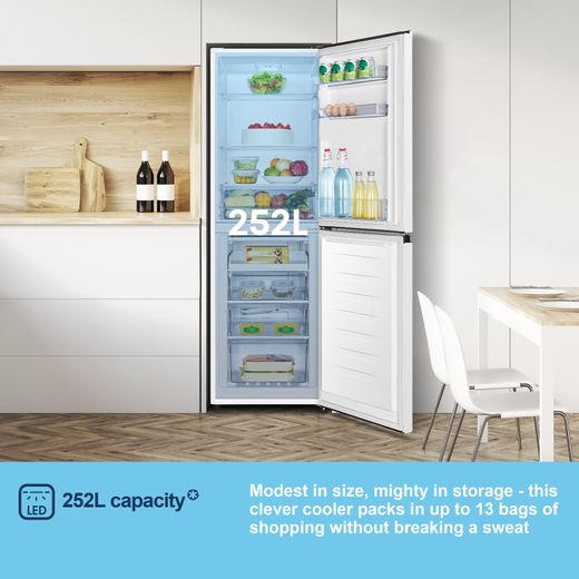 Fridgemaster MC55240E 174cm 50/50 Fridge Freezer - White - Annotation - 252L capacity