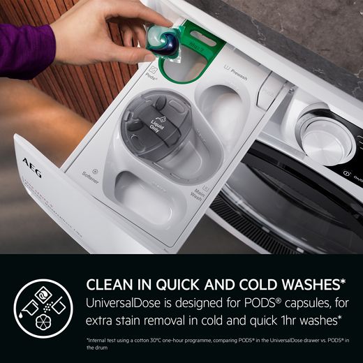 AEG 10Kg / 6Kg Washer Dryer - White - Annotation - Universal dose shot