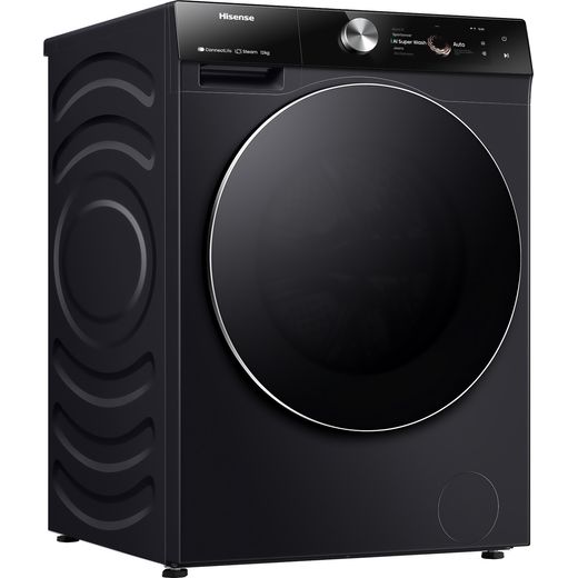 Hisense WF7S1247BB 12kg Washing Machine with 1400 rpm - Black - Right perspectives shot