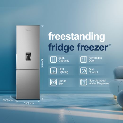 Fridgemaster MC55265DES 180cm 70/30 Fridge Freezer - Silver - Annotation - Features