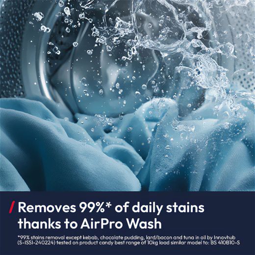 Hoover Pro Wash Series 7 HBWQD4106BL10J80 Wifi Connected 10Kg / Washer Dryer with 1400 rpm - Matte Black - annotation - airpro wash shot