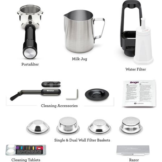 Sage The Barista Express Impress Espresso Coffee Machine - Stainless Steel - Annotation - Bundle shot
