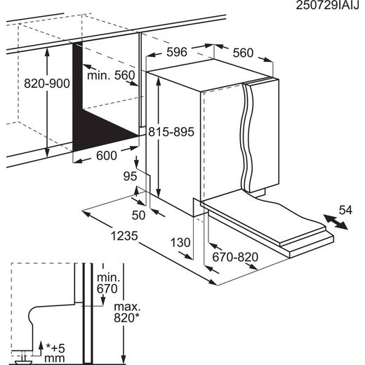 AEG Integrated Standard Dishwasher - White - Annotation - dimension shot