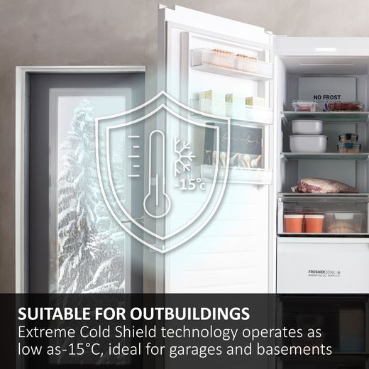 Haier InstaSwitch Frost Free Upright Freezer - White - Annotation - Cold shield shot