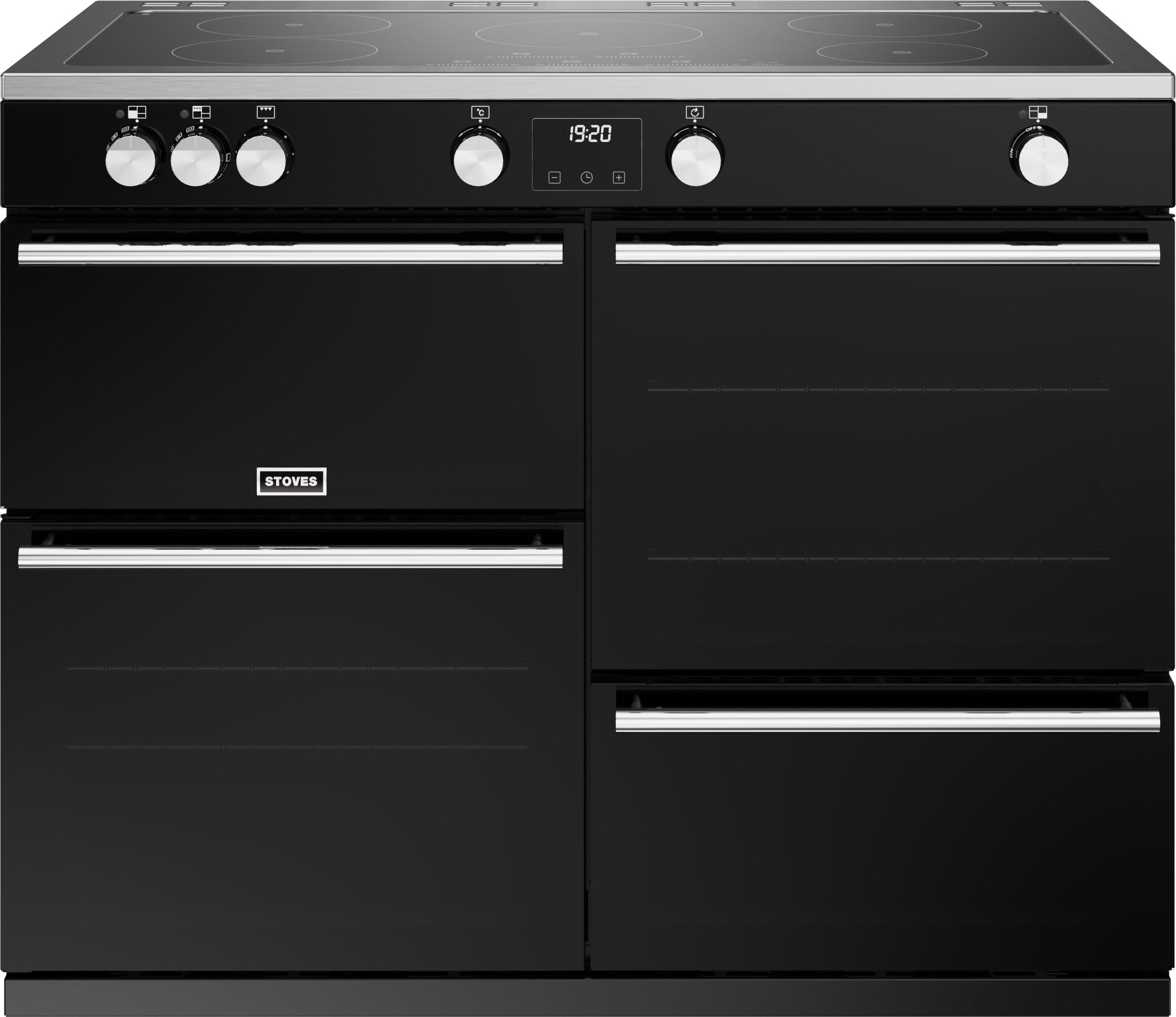 Stoves Precision Deluxe ST DX PREC D1100Ei TCH BK 110cm Electric Range Cooker with Induction Hob - Black - A Rated, Black
