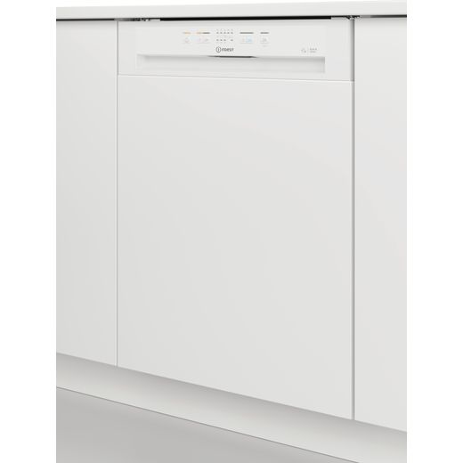 Indesit Integrated Standard Dishwasher - White - Dishwasher in kitchen cupboard shot