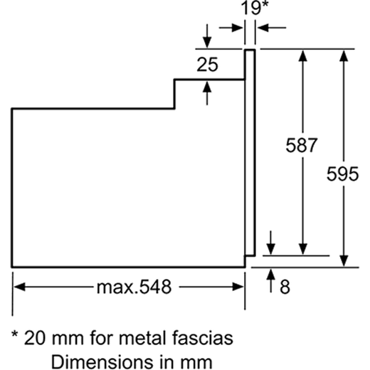 Bosch Serie 2 Electric Single Oven - Black - Dimensions