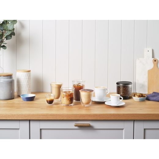 De'Longhi EXAM440.55.B Coffee Machines Black - Range of coffee mug and coffee  in kitchen shot 