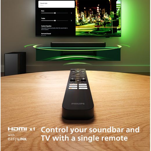 Philips TAB5309/10 Bluetooth 2.1 Soundbar - Grey - Annotation - EasyLink