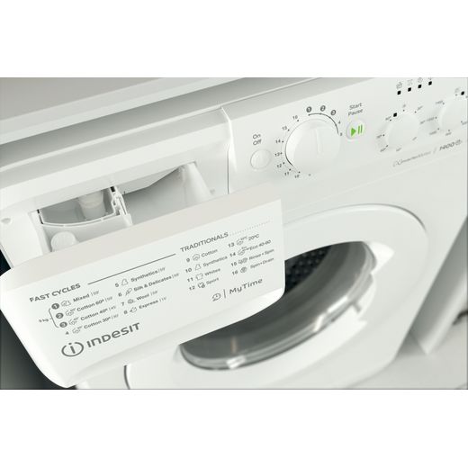 Indesit My Time MTWC 91495 W UK N 9kg Washing Machine with 1400 rpm - White - Close up detergent tray shot