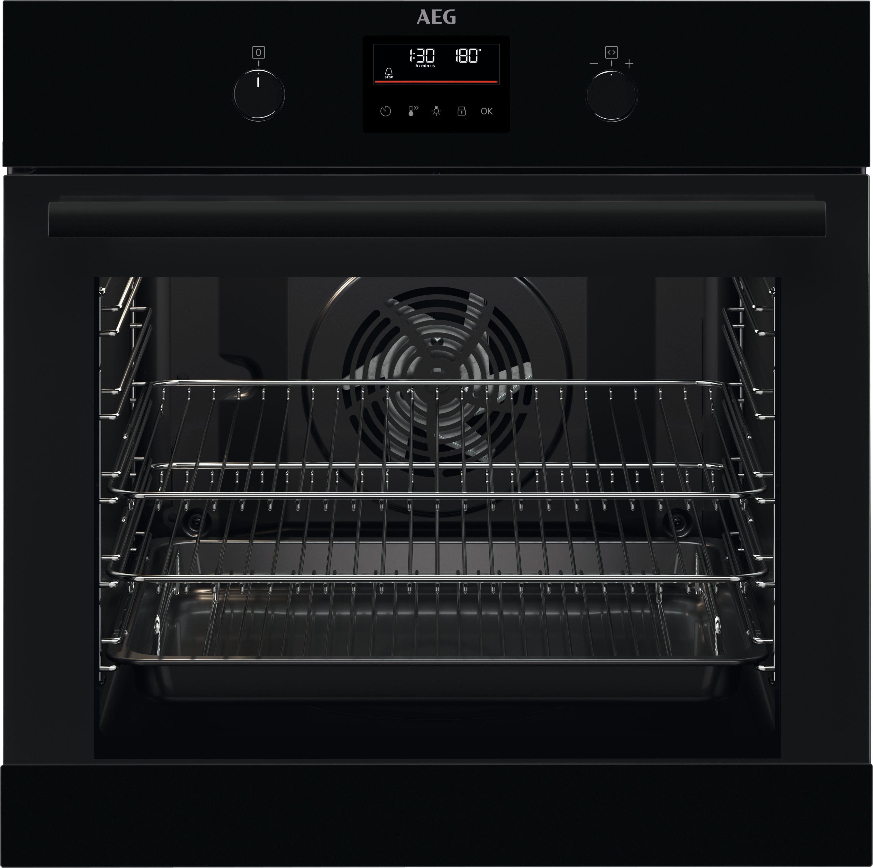 AEG Steambake BPK355061B Built In Electric Single Oven and Pyrolytic Cleaning - Black - A+ Rated, Black