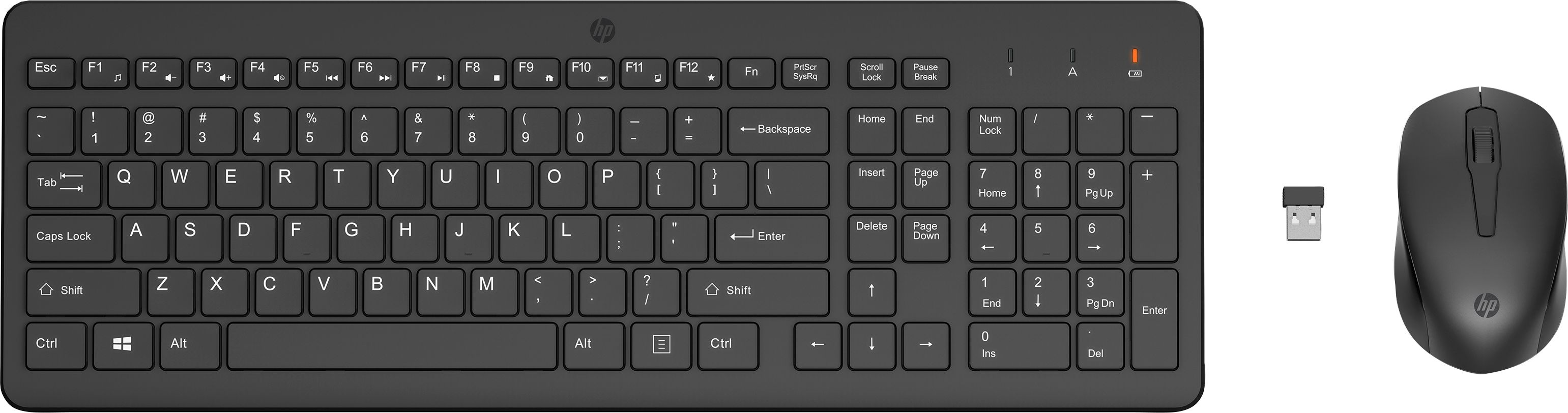 HP 330 Wireless Keyboard and Mouse - Black, Black