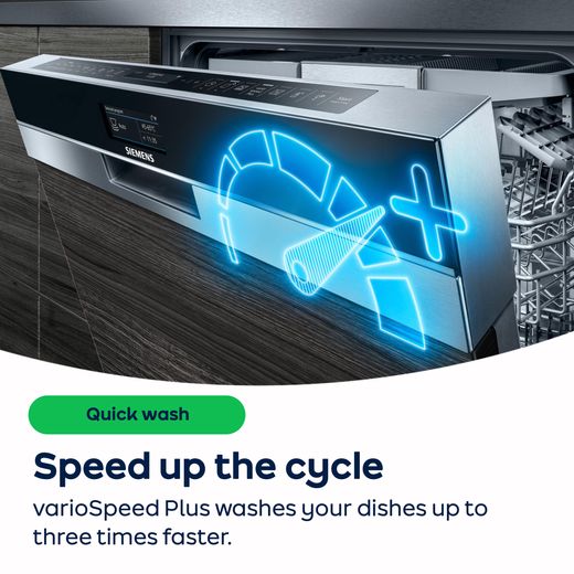 Siemens IQ-500 Standard Dishwasher - Black Stainless Steel - AO Annotation - varioSpeed-Plus