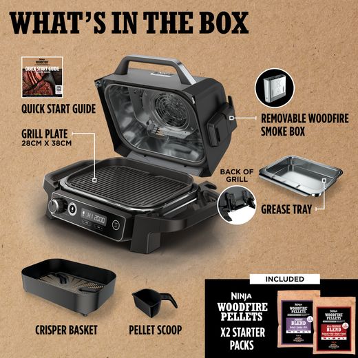 Ninja Woodfire OG701UK Health Grill - Black / Grey - Annotation - What's in the box