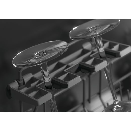 Fisher & Paykel Series 7 Fully Integrated Standard Dishwasher - Black with Fixed Door Hinge Kit - Closeup of wine glasses in rack