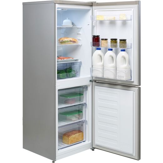 Beko 50/50 Frost Free Fridge Freezer - Silver - Right perspective door open shot
