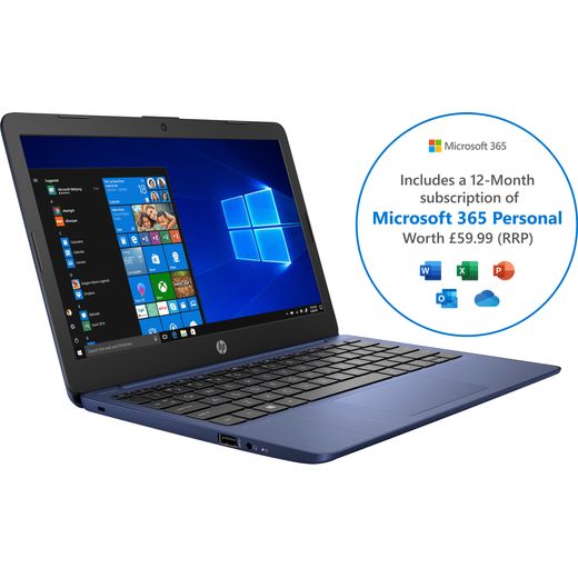 HP Stream 11-ak0021na 11.6" Includes Microsoft 365 Personal 12-month subscription with 1TB Cloud Storage Laptop - Blue
