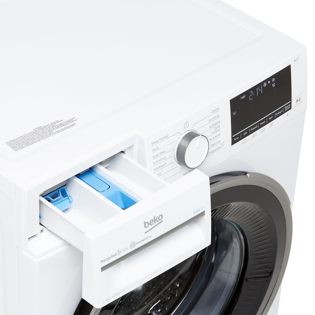 beko steamcure recycledtub ™ wer860541w 8kg washing machine