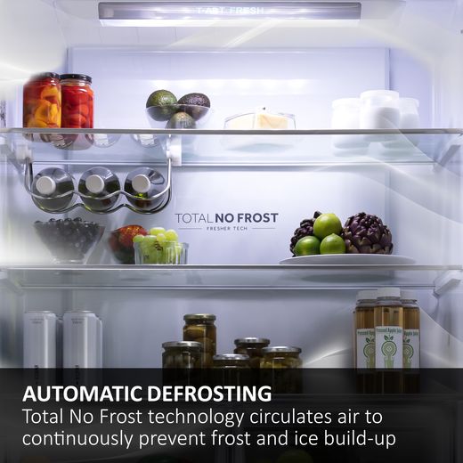 Haier Series 6 HBQW5519EK-UK 194cm 70/30 Integrated No Frost Fridge Freezer with Sliding Door Fixing Kit - White - Annotation - Total no frost shot
