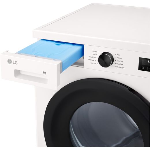 LG X10 Series Direct Drive™ RHX1009NWK Wifi Connected 9Kg Heat Pump Tumble Dryer - White - Detergent tray shot