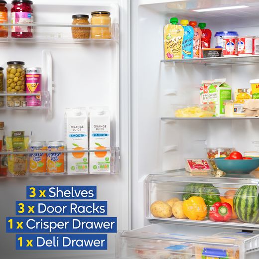 Russell Hobbs RH184FF602C1SS 184cm 60/40 Frost Free Fridge Freezer - Stainless Steel  - Annotation - Storage shot