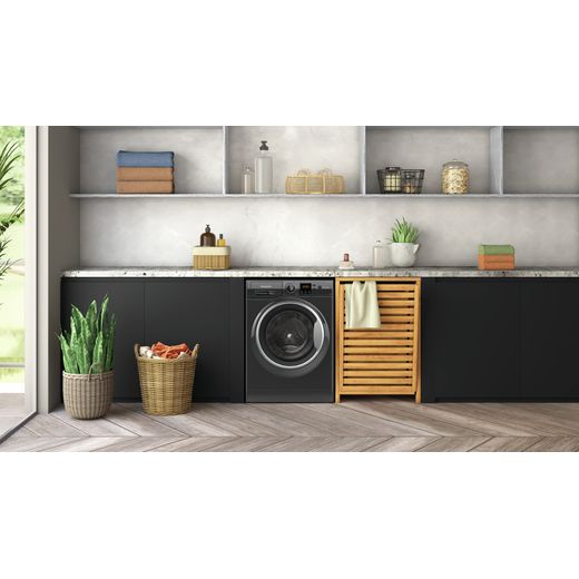 Hotpoint NSWM 946 BS UK 9kg Washing Machine with 1400 rpm - Black - Washing machine in laundry room