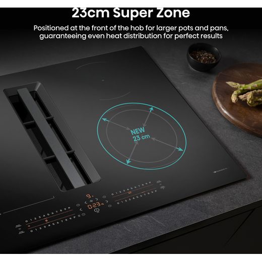 Hisense Hi6 HEH6432BSCWF 60cm Venting Induction Hob - Black - Annotation - Super zone shot