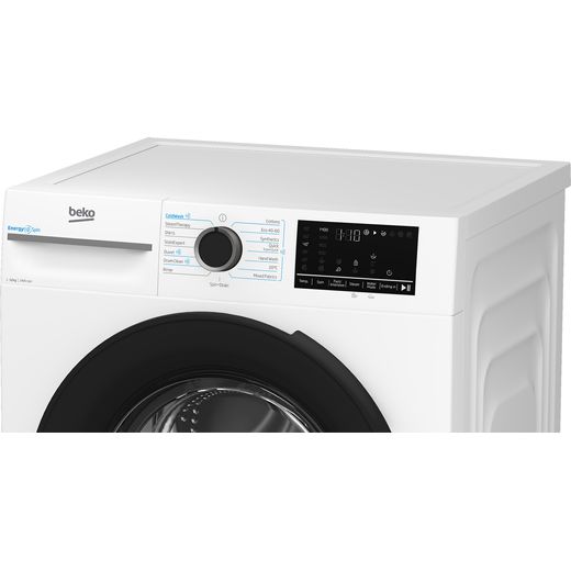 Beko EnergySpin™ BM3WT1241IW 12kg Washing Machine with 1400 rpm - White - Left close up perspective shot