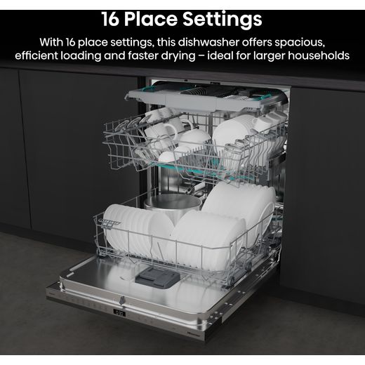 Hisense Integrated Standard Dishwasher - Black - Annotation - 16 place settings