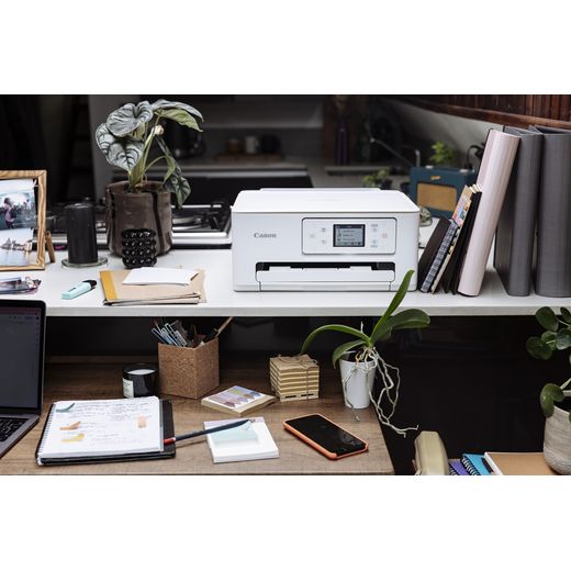 Canon PIXMA TS7650i Printer - White - Printer on desk shot