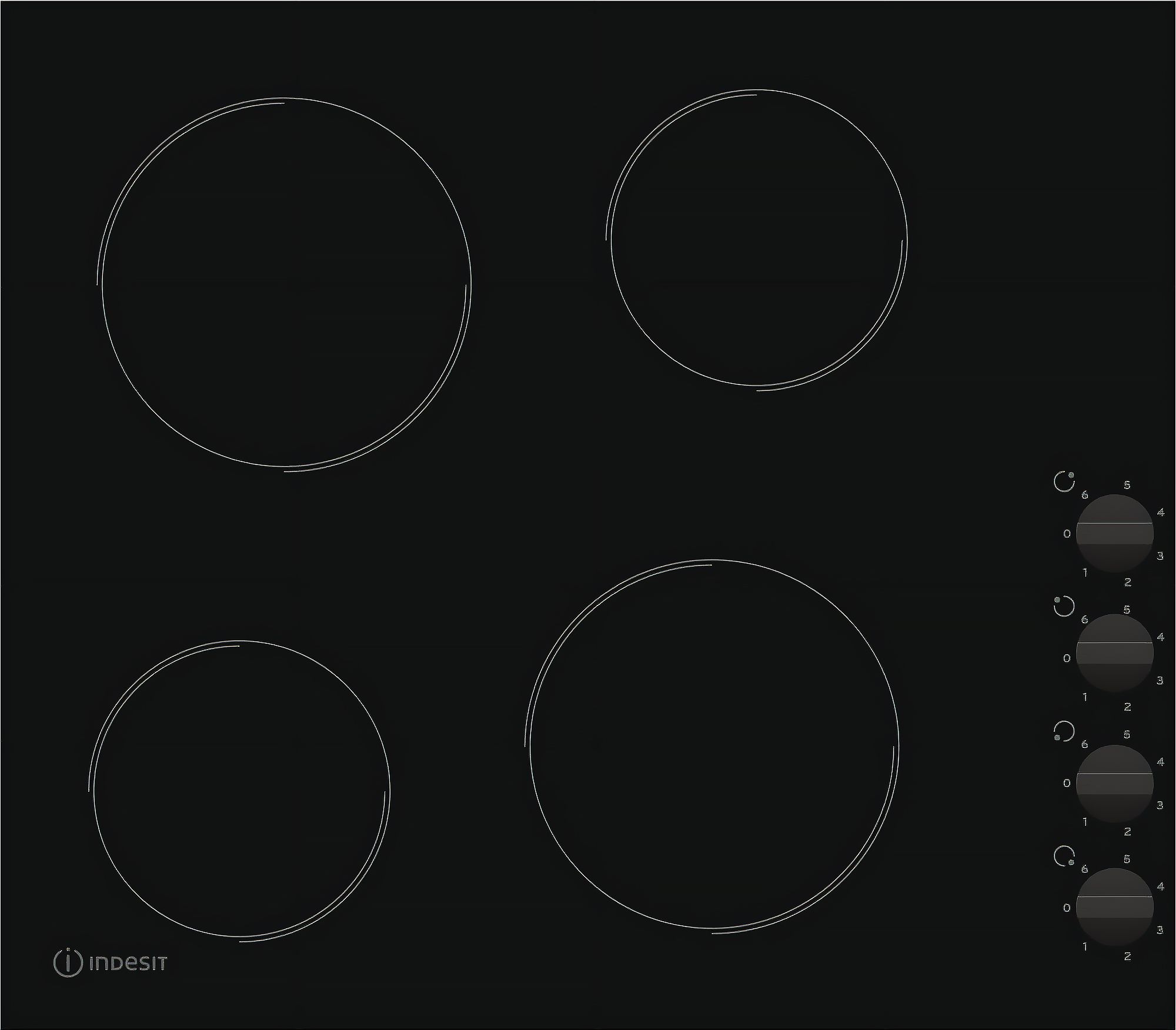 Image of Indesit RI860C 58cm Ceramic Hob - Black, Black