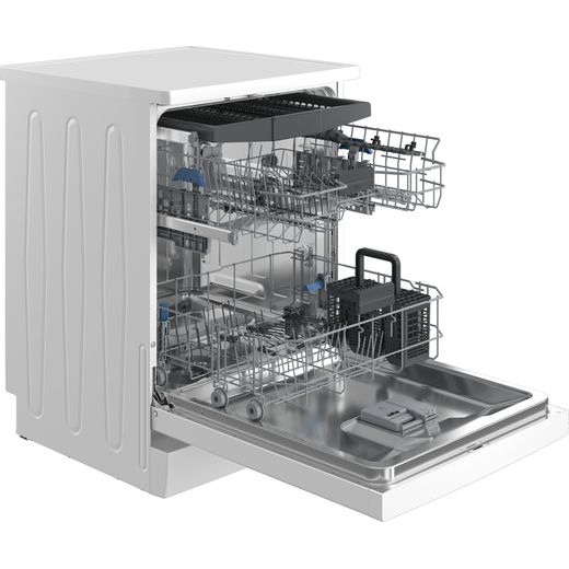 Beko Standard Dishwasher - White - front angle shot empty inside