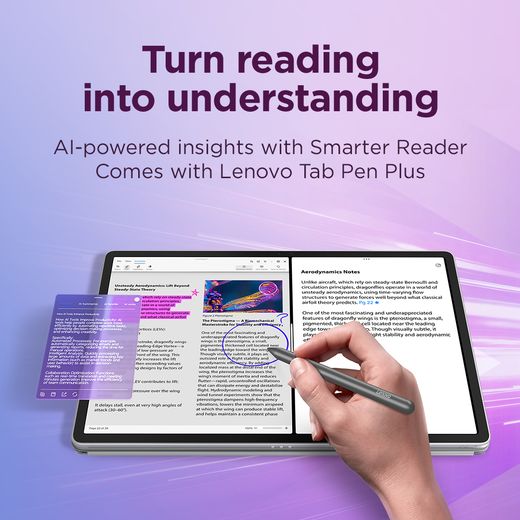 Lenovo Idea Tab Pro 13" 256GB Tablet [2026] - Lunar Grey - Annotation - AI powered smart reader
