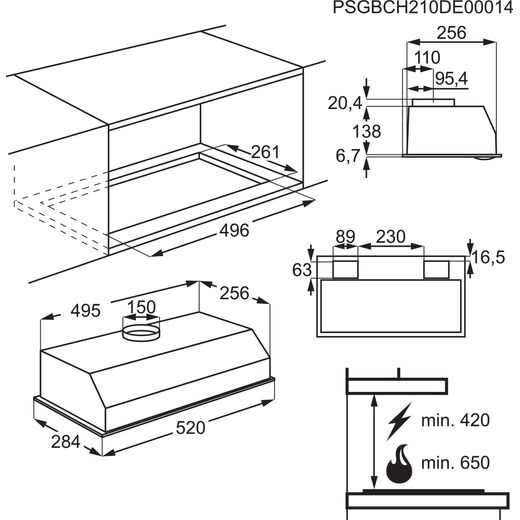AEG Cooker Hood - Grey - Annotation - Dimensions shot