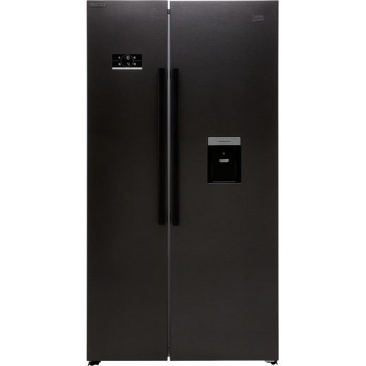 Beko HarvestFresh ASD2341VB American Fridge Freezer - Black Steel