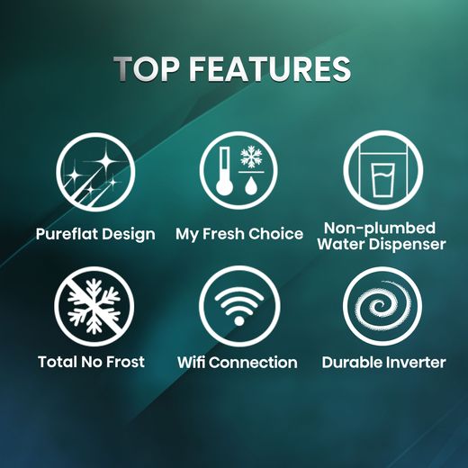Hisense American Fridge Freezer - Stainless Steel  - Annotation - Top features shot