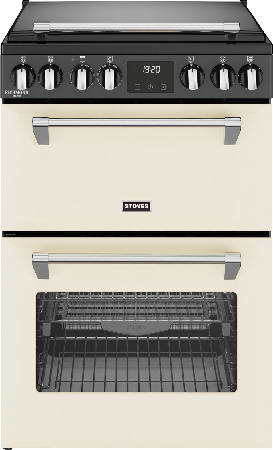Stoves Cream Electric Cooker - 60cm - Induction Hob - Double Oven - Maxi Clock Controls