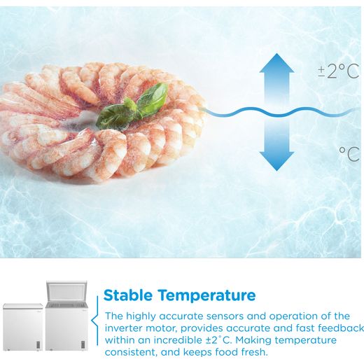Midea MDRC284FZE01 Chest Freezer - White - Annotation - Stable temps shot