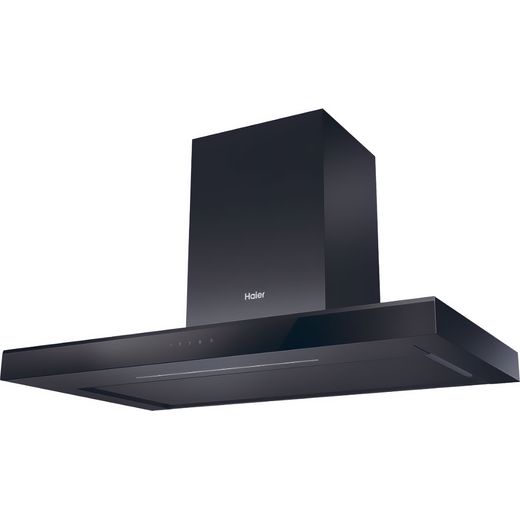 Haier HATS9CBS4B 90cm Chimney Cooker Hood - Black - Left perpsective shot
