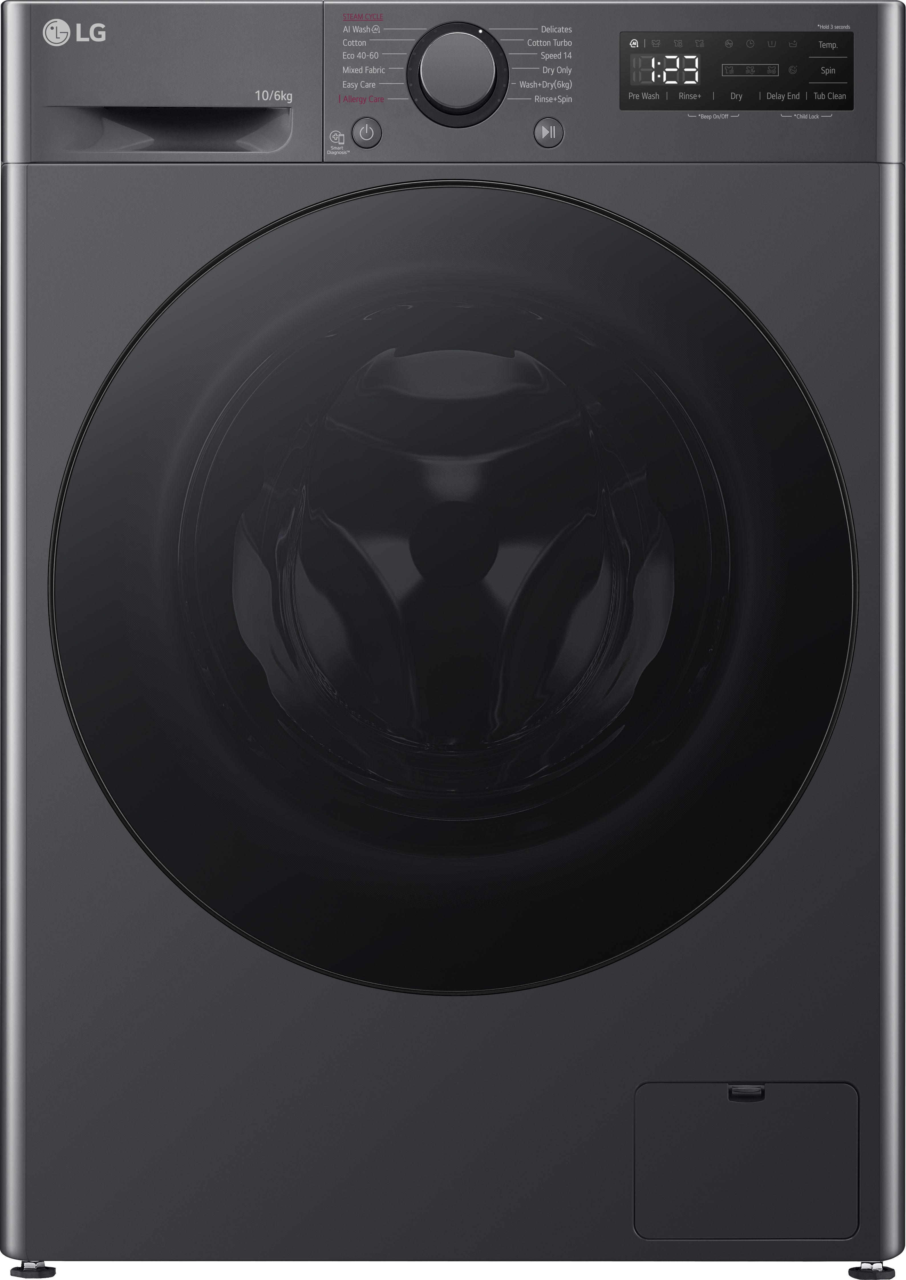 Image of LG AI Direct Drive™ FWY606GBLN1 10Kg/6Kg Washer Dryer with 1400 rpm - Slate Grey - D Rated [Wash&Dry], A Rated [Wash Only], Grey