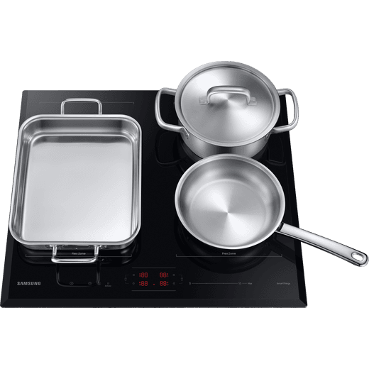 Samsung Series 5 NZ64B5066KK 59cm Induction Hob - Black - Front shot with pans