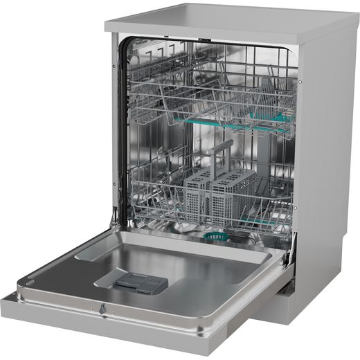 Hisense Hi4 Standard Dishwasher - Silver - Left perspective door open