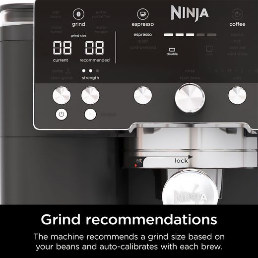 Ninja Luxe Café Premier Espresso Coffee Machine - Midnight Black - Annotation - Grind recommendation shot