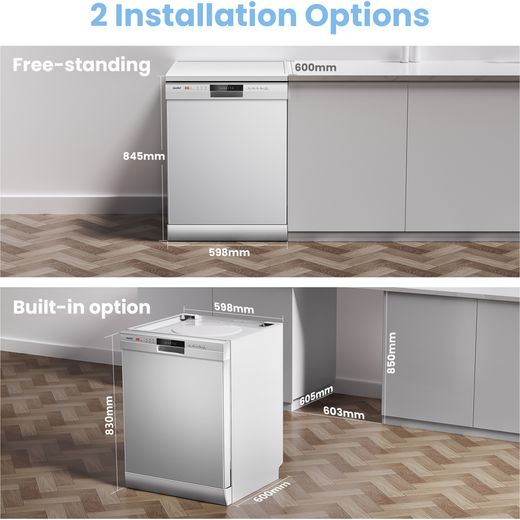 Comfee Standard Dishwasher - White - Annotation - 2 installation options