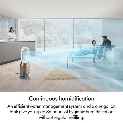 Dyson Humidify+Cool™ PH2 De-NOx Air Purifier - White / Gold - Annotation - Continuous humidification shot