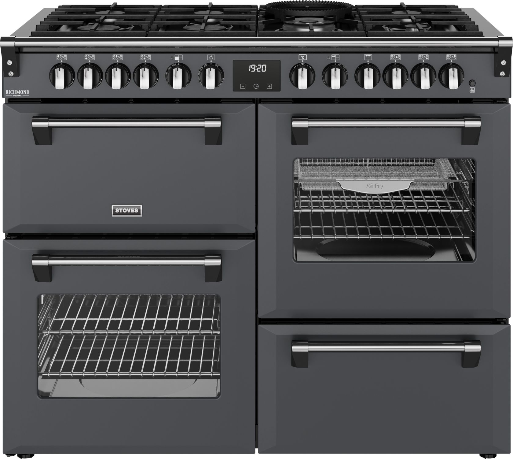 Stoves Dual Fuel Range Cooker - 110cm - 7 Gas Burners - 4 Ovens - Anthracite Grey