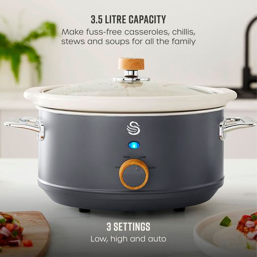 Swan Nordic SF17021GRYN 3.5 Litre Slow Cooker - Slate Grey - Annotation - Capacity shot